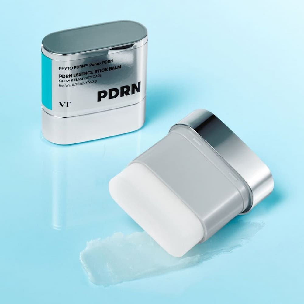 PDRN essence stick balm on a light blue background