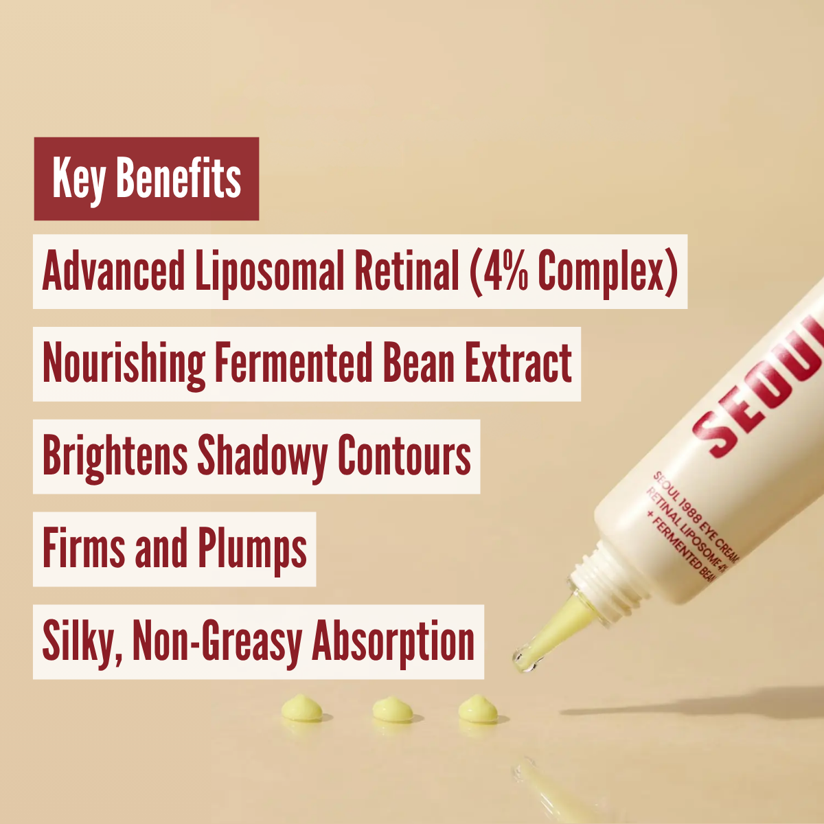 KSECRET SEOUL 1988 Eye Cream : Retinal Liposome 4% + Fermented Bean benefits