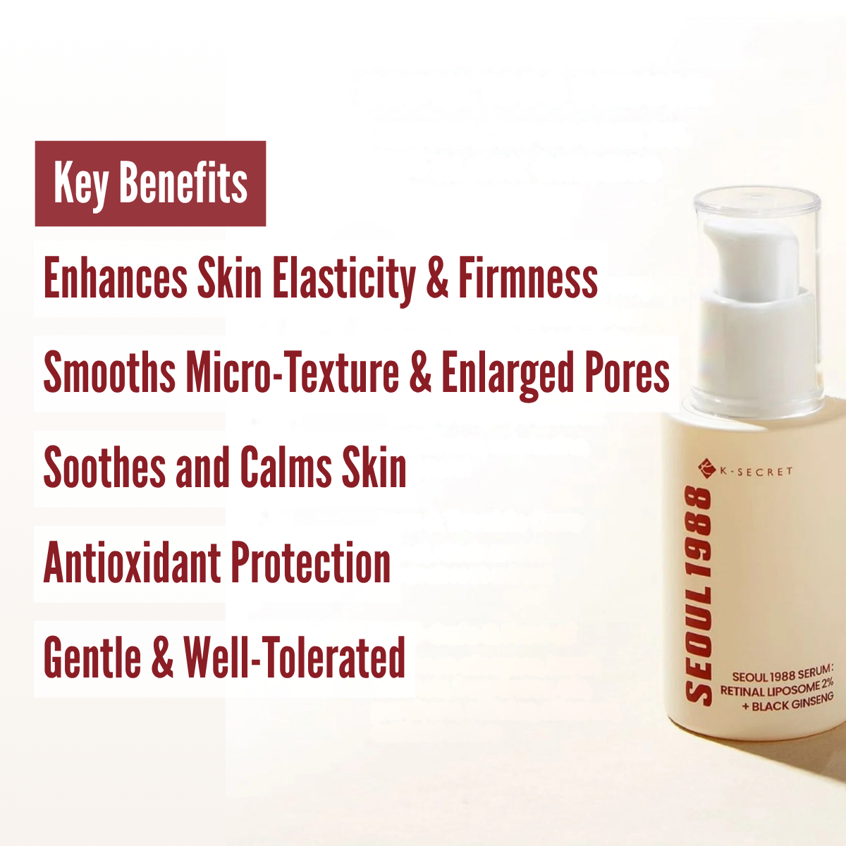 KSECRET SEOUL 1988 Serum : Retinal Liposome 2% + Black Ginseng benefits