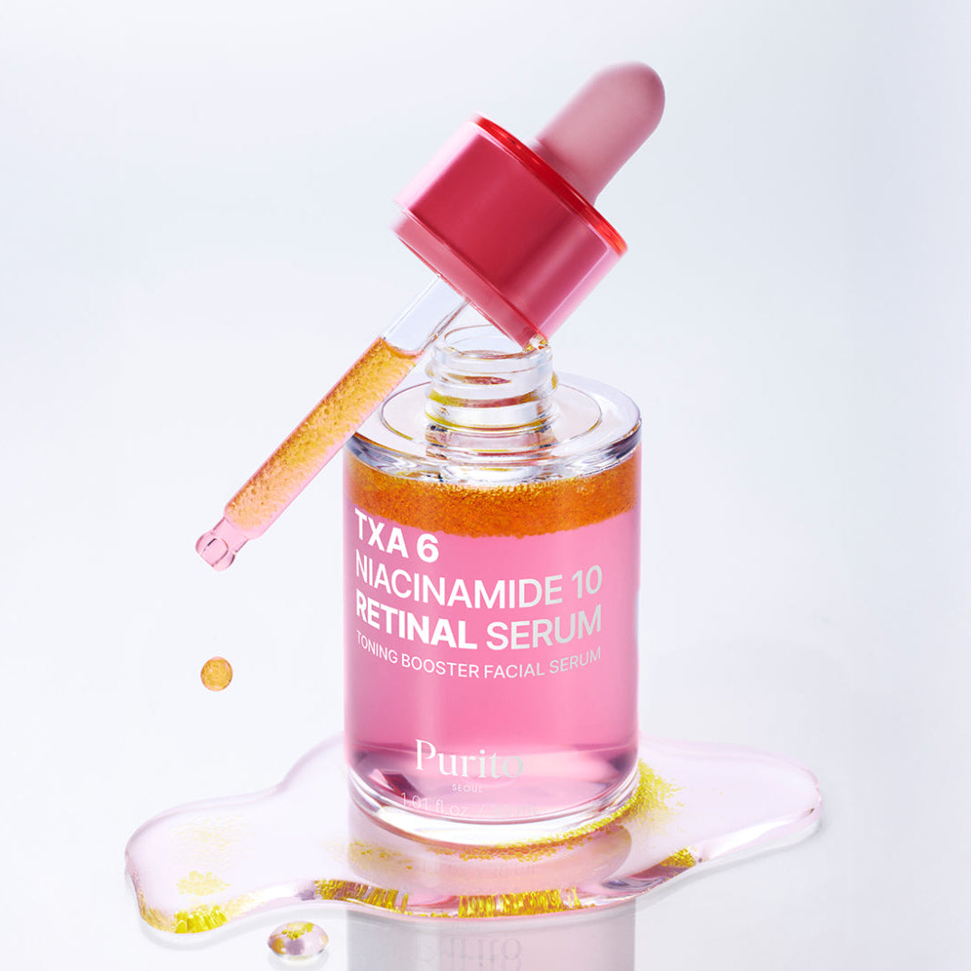 Bottle of PCA 6 Niacinamide 10 Retinol Serum with dropper on a white background